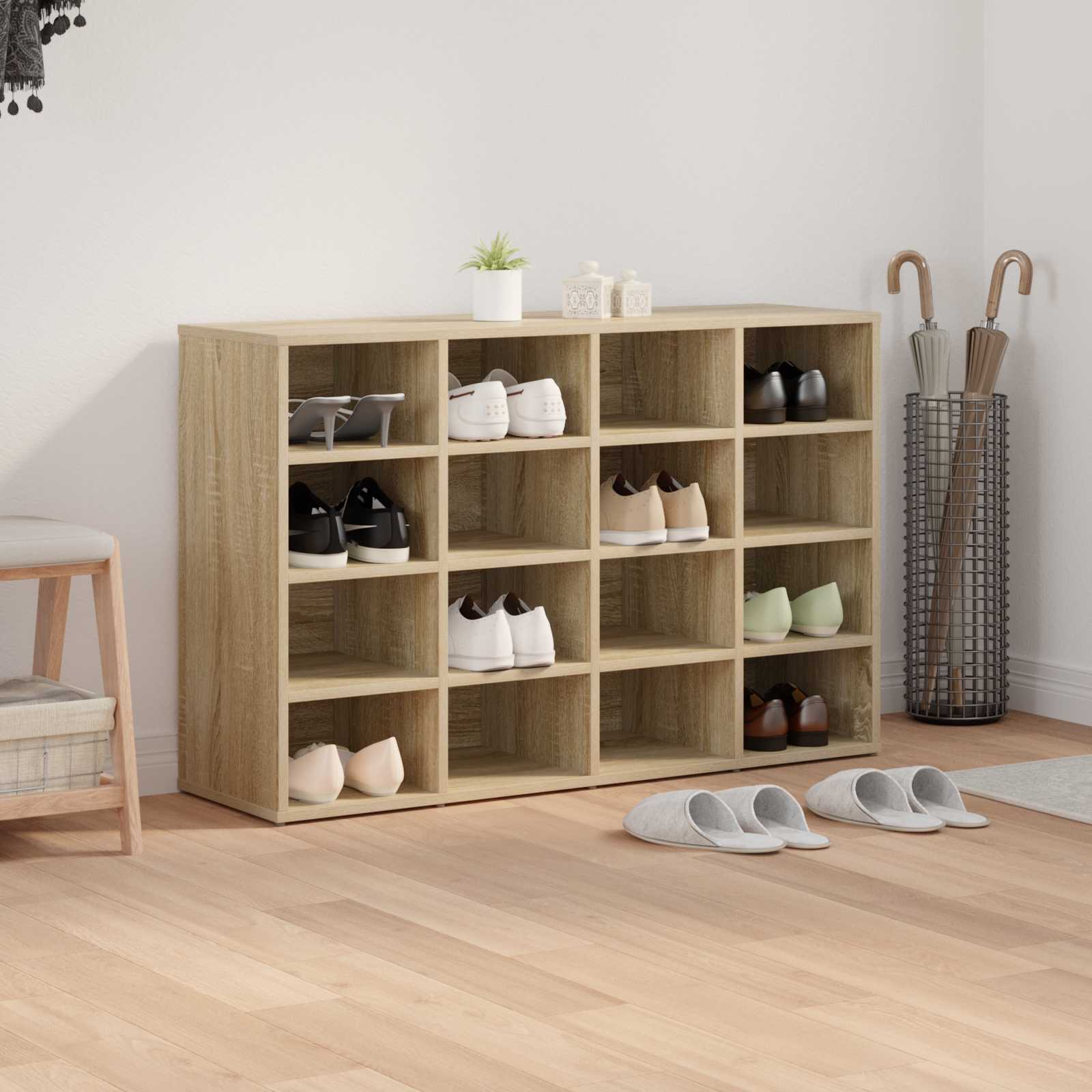 vidaXL Shoe Cabinet 103 x 30 x 67 cm Engineered Wood Sonoma Oak 4