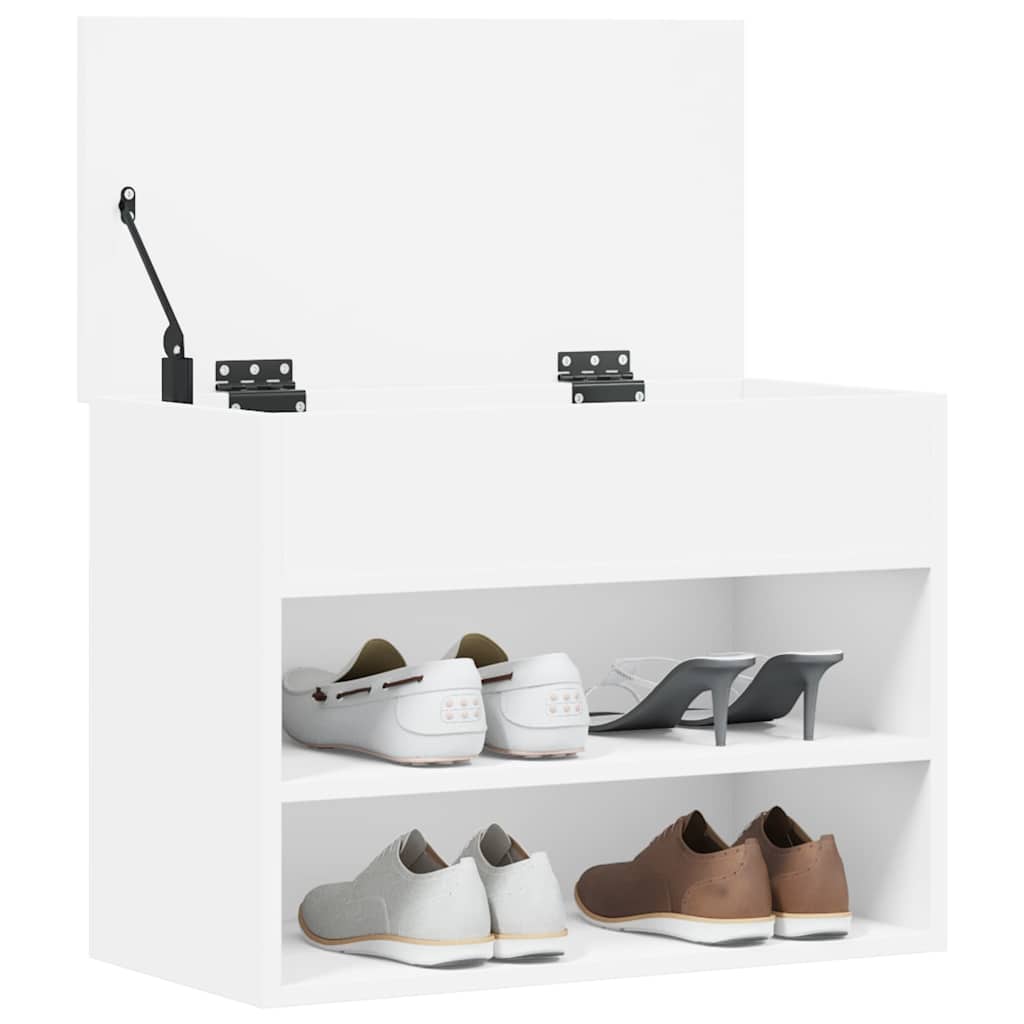 808738 vidaXL Shoe Bench White 60x30x45 cm Engineered Wood 2