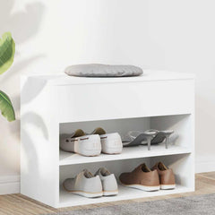 808738 vidaXL Shoe Bench White 60x30x45 cm Engineered Wood 1