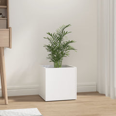 vidaXL Planter Box | White | Engineered wood | 40 cm square | Decorative Inlays 1