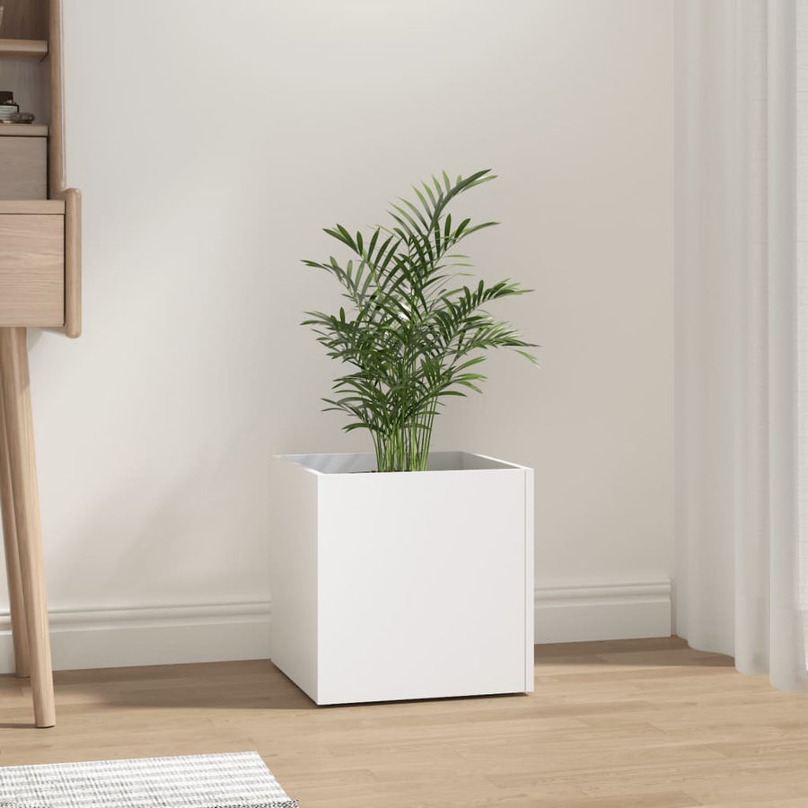 vidaXL Planter Box | White | Engineered wood | 40 cm square | Decorative Inlays 1
