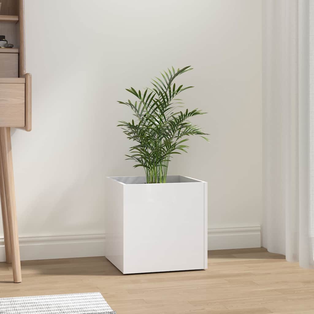 vidaXL Planter Box High Gloss White 40x40x40 cm Engineered Wood 1