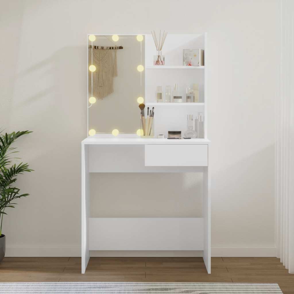 vidaXL Dressing Table with LED White 74.5x40x141 cm 4