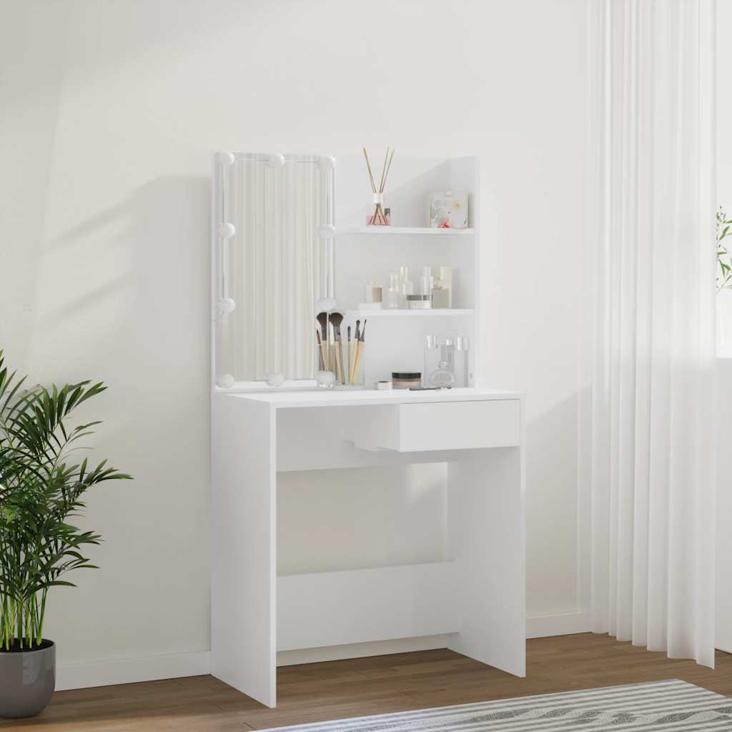 vidaXL Dressing Table with LED White 74.5x40x141 cm 5