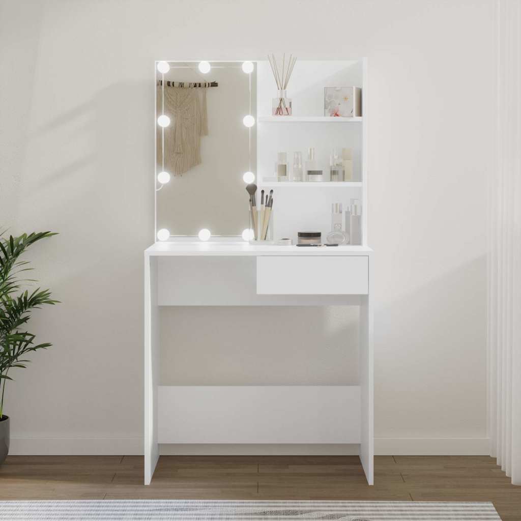 vidaXL Dressing Table with LED White 74.5x40x141 cm 1