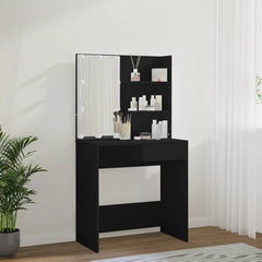 vidaXL Dressing Table with LED Black 74.5x40x141 cm 4