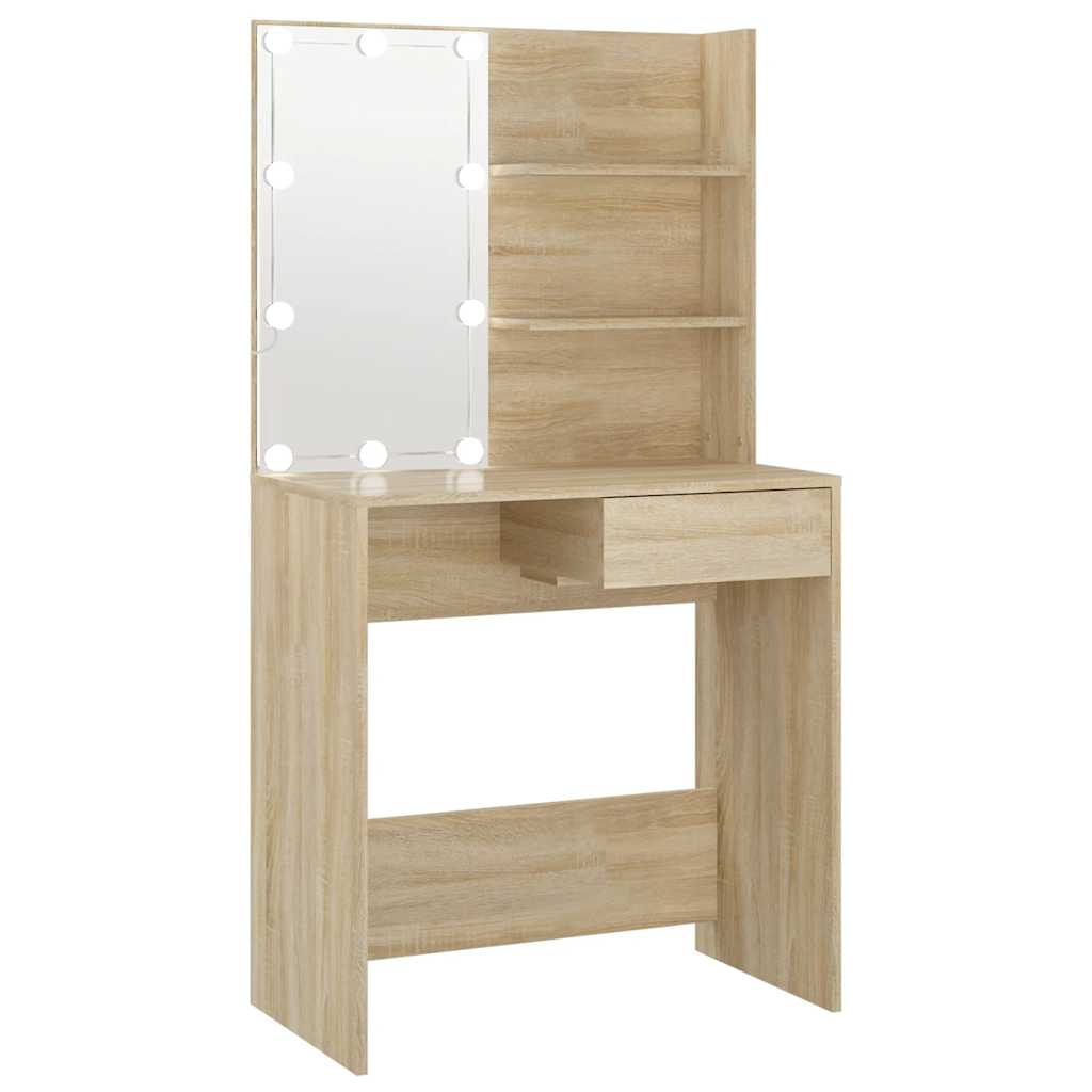 vidaXL Dressing Table with LED Sonoma Oak 74.5x40x141 cm Engineered Wood 2