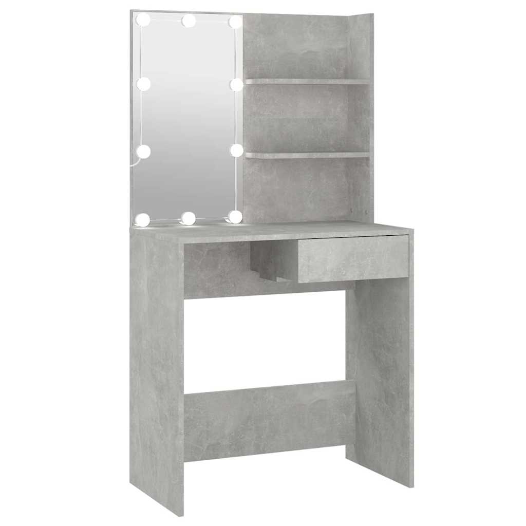 Dressing Table with LED 74,5x40x141 cm Concrete grey