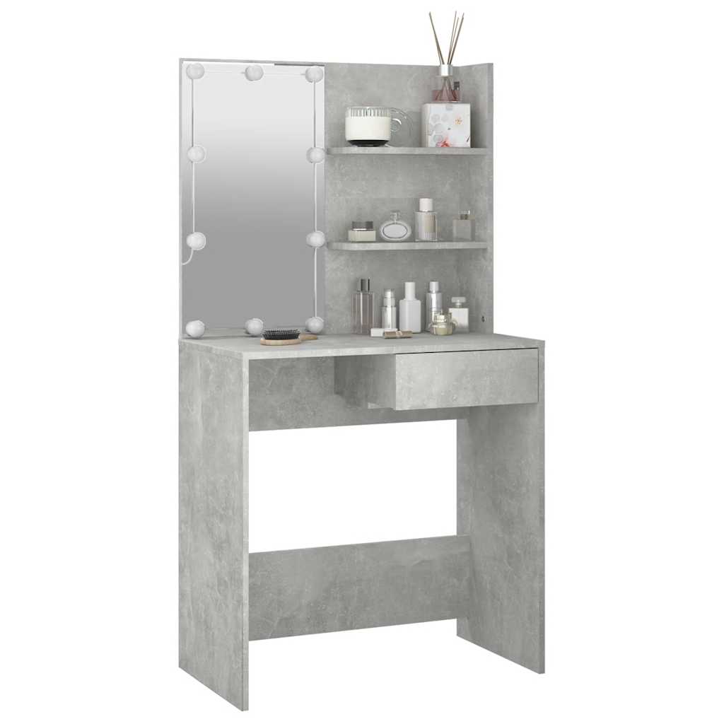 vidaXL Dressing Table with LED Concrete Grey 74.5x40x141 cm 3