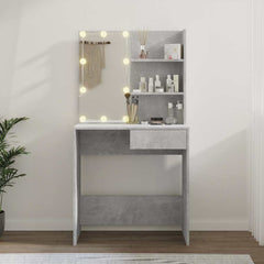 Dressing Table with LED 74,5x40x141 cm Concrete grey