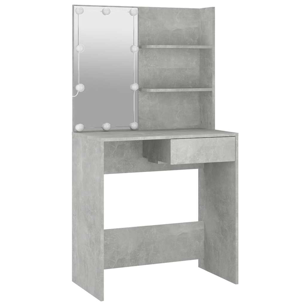 vidaXL Dressing Table with LED Concrete Grey 74.5x40x141 cm 6