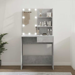 vidaXL Dressing Table with LED Concrete Grey 74.5x40x141 cm 1