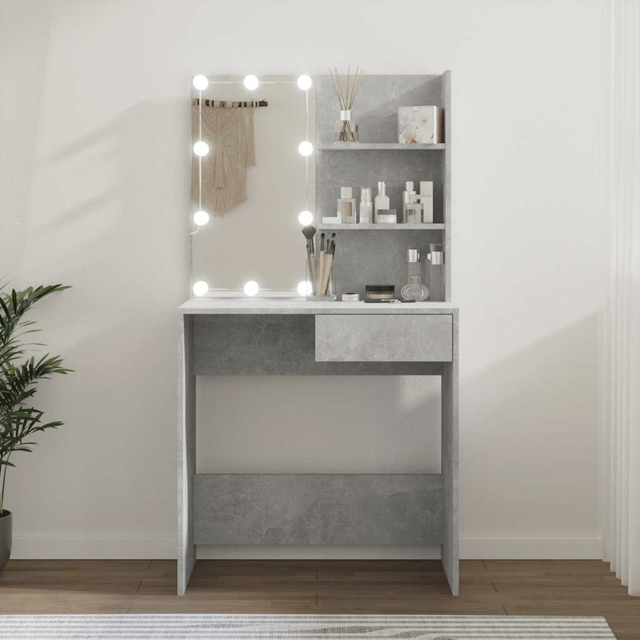 vidaXL Dressing Table with LED Concrete Grey 74.5x40x141 cm 1
