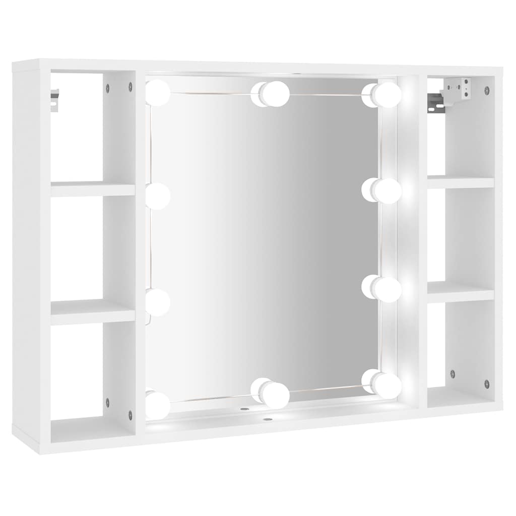 vidaXL Mirror Cabinet with LED White 76x15x55 cm 2