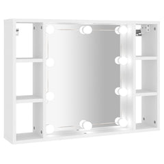 vidaXL Mirror Cabinet with LED White 76x15x55 cm 2