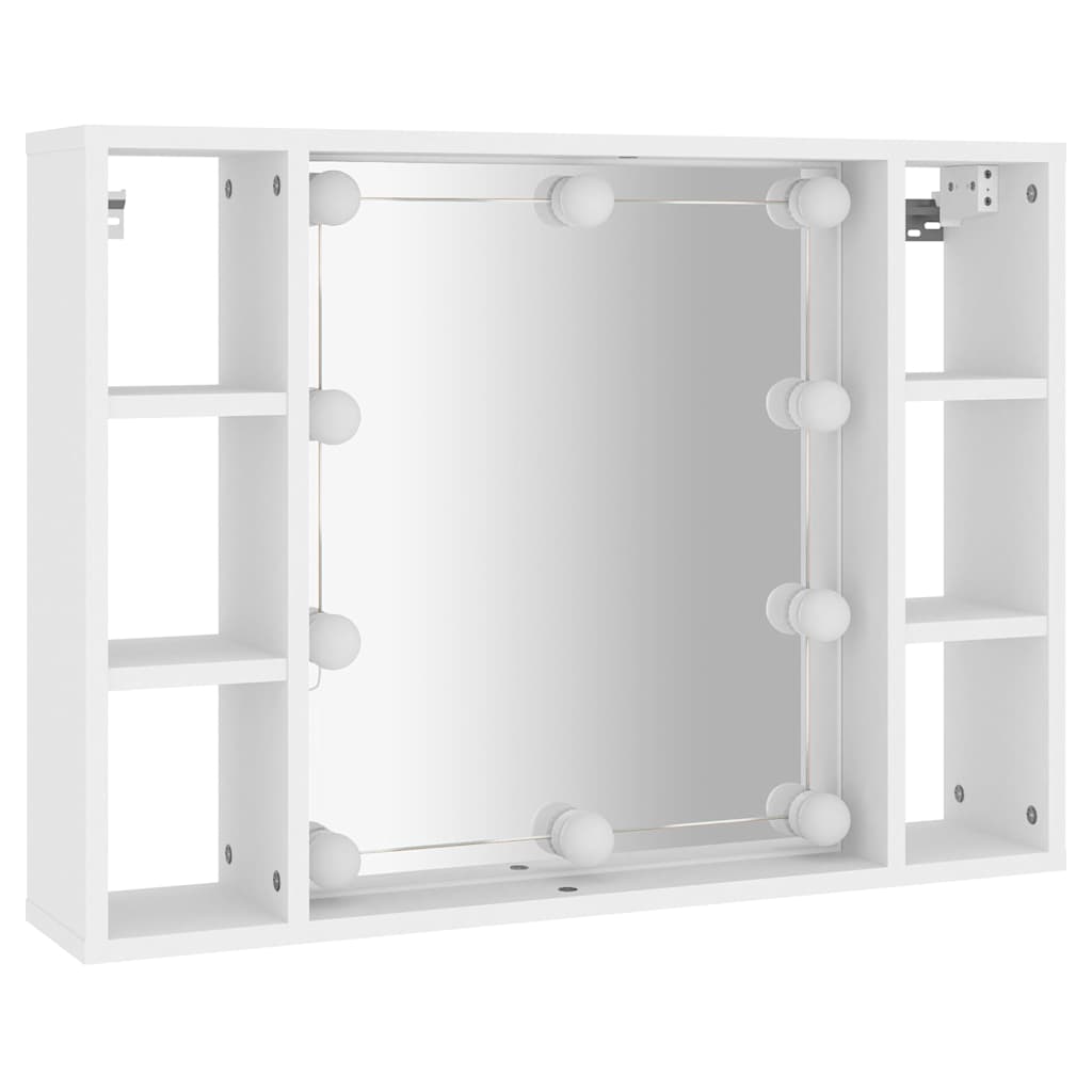 vidaXL Mirror Cabinet with LED White 76x15x55 cm 3