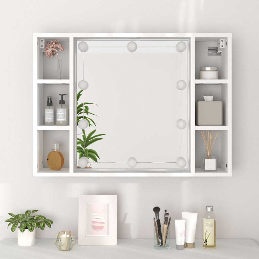 vidaXL Mirror Cabinet with LED White 76x15x55 cm 5