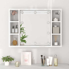 vidaXL Mirror Cabinet with LED White 76x15x55 cm 5