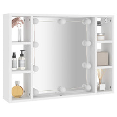 vidaXL Mirror Cabinet with LED White 76x15x55 cm 6