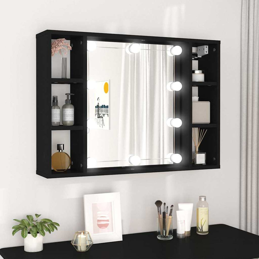 Mirror Cabinet with LED Black