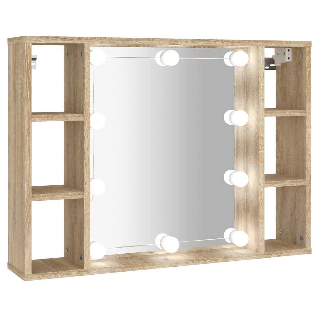 vidaXL Mirror Cabinet with LED Sonoma Oak 76x15x55 cm 2