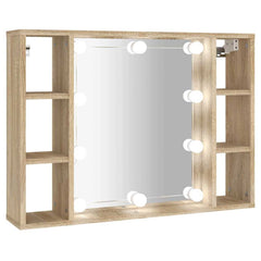 Mirror Cabinet with LED 76x15x55 cm Sonoma oak