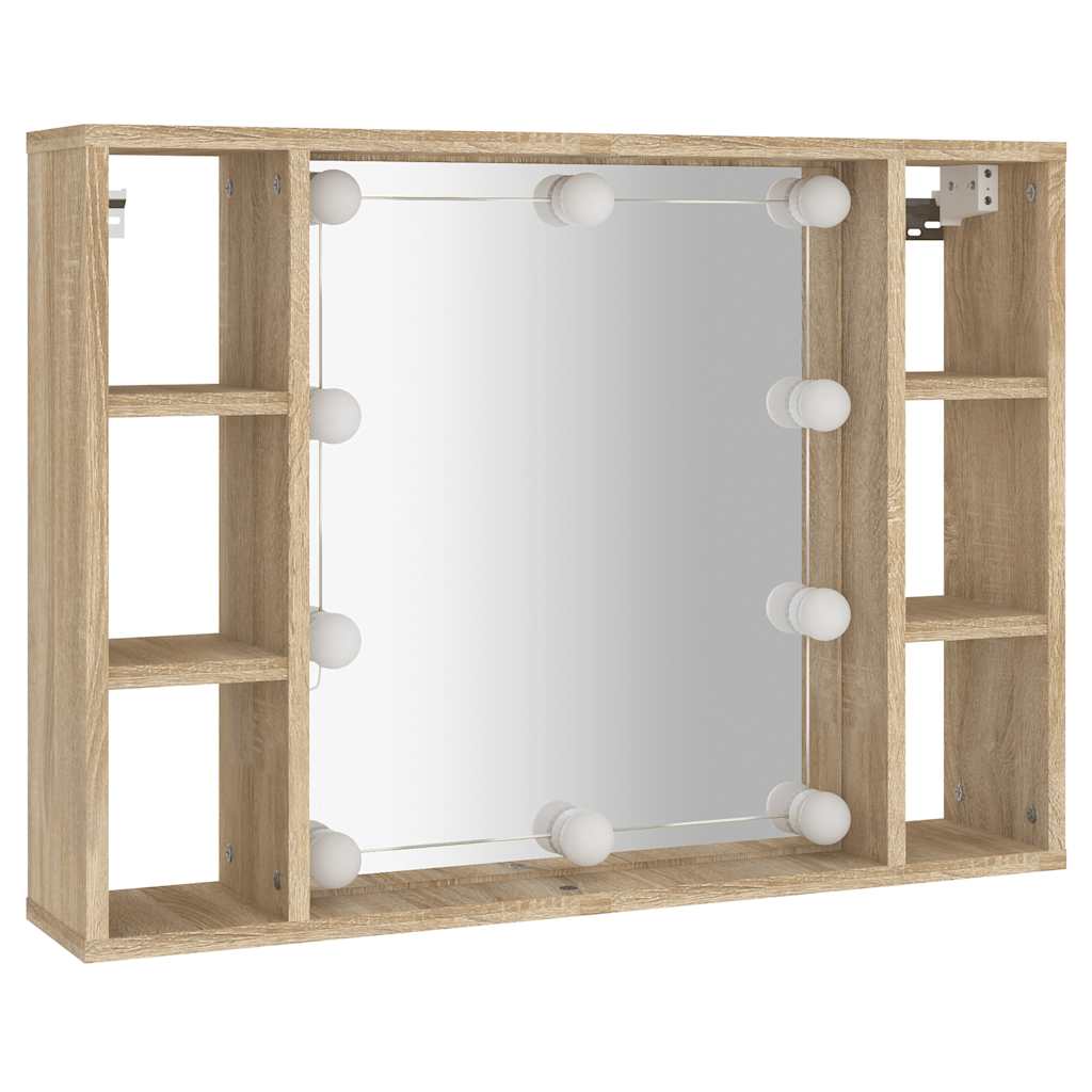 vidaXL Mirror Cabinet with LED Sonoma Oak 76x15x55 cm 3