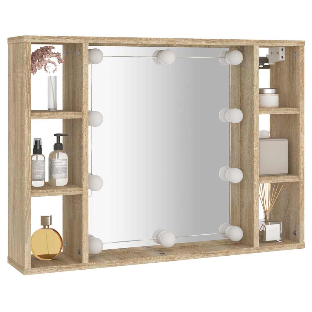 vidaXL Mirror Cabinet with LED Sonoma Oak 76x15x55 cm 6