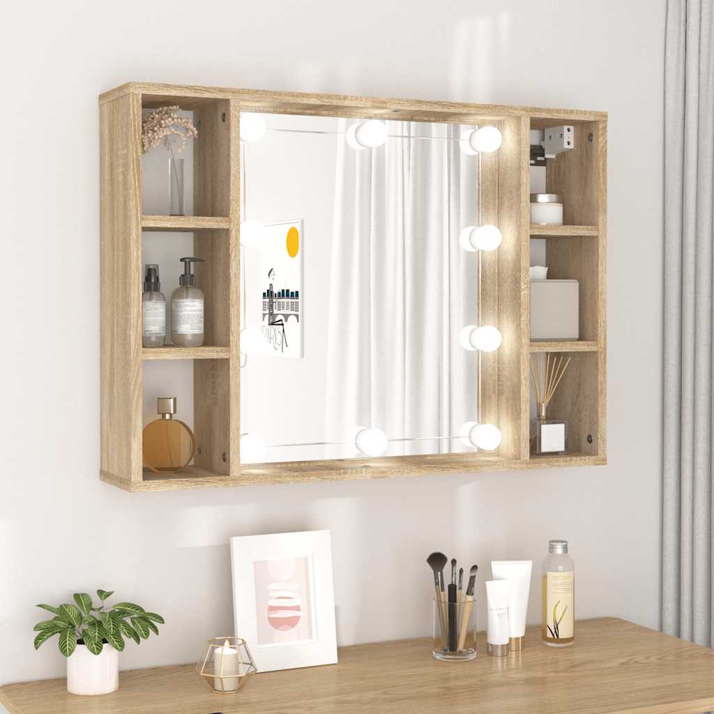 vidaXL Mirror Cabinet with LED Sonoma Oak 76x15x55 cm 1