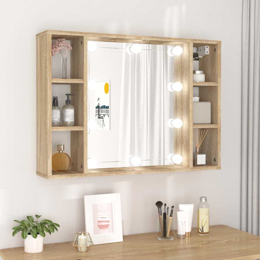 Mirror Cabinet with LED 76x15x55 cm Sonoma oak