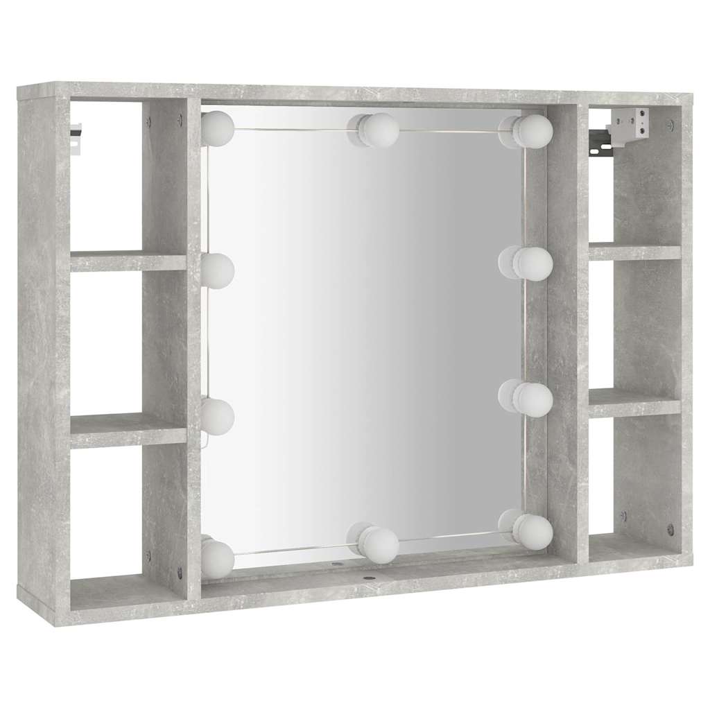 vidaXL Mirror Cabinet with LED Concrete Grey 76x15x55 cm 3