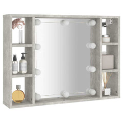 vidaXL Mirror Cabinet with LED Concrete Grey 76x15x55 cm 6
