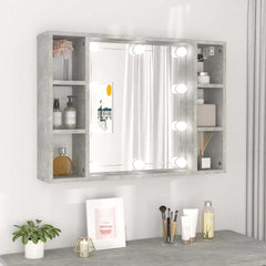vidaXL Mirror Cabinet with LED Concrete Grey 76x15x55 cm 1