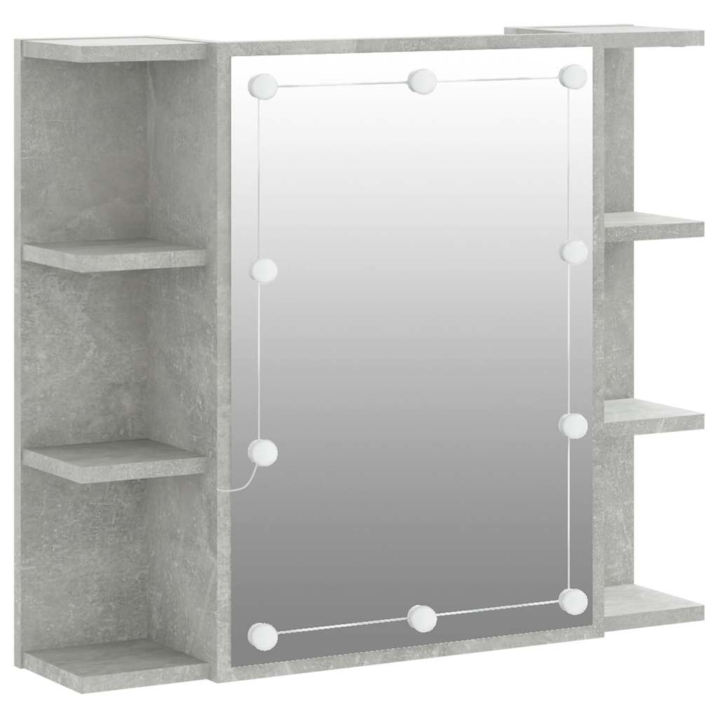 vidaXL Mirror Cabinet with LED Concrete Grey 70x16.5x60 cm 2