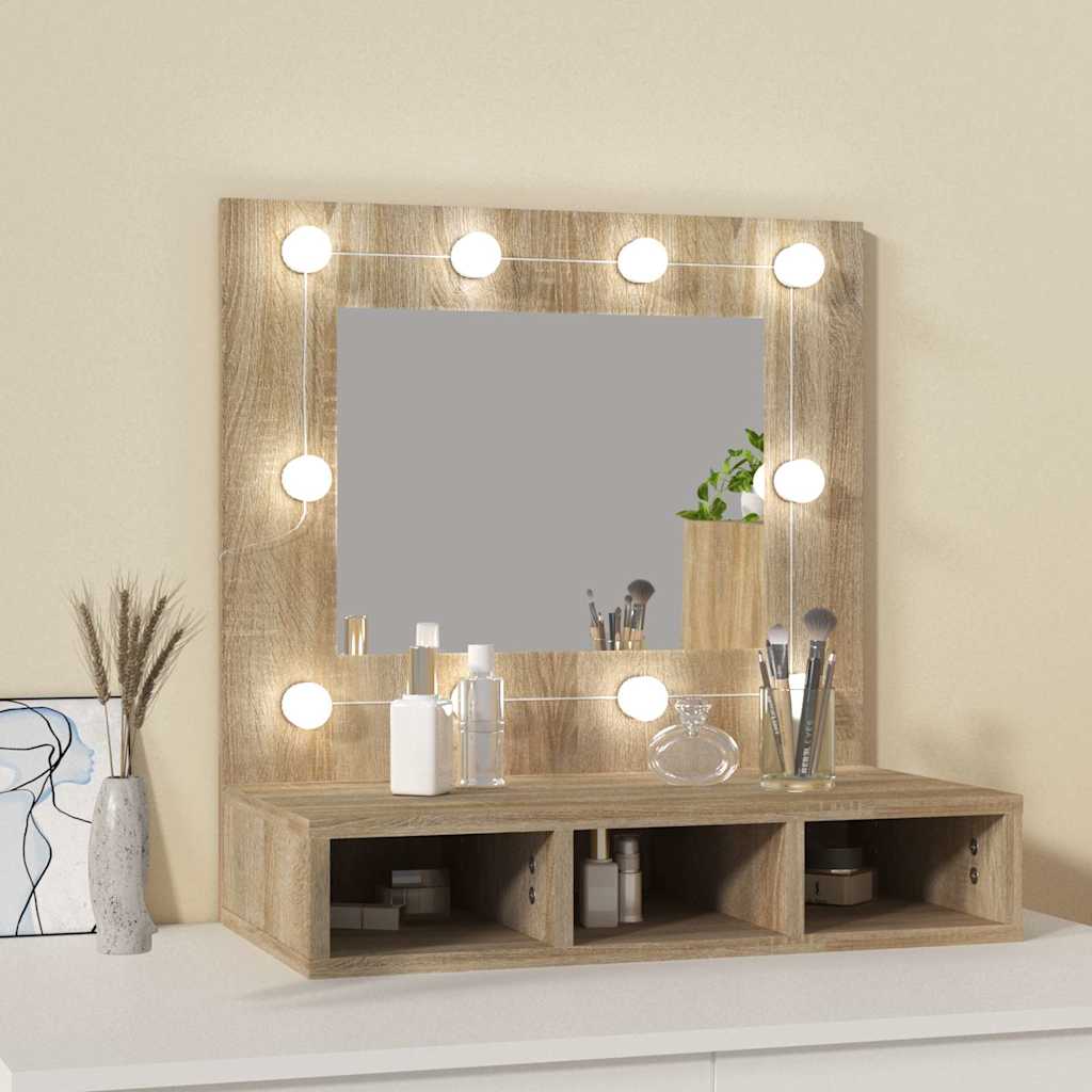 vidaXL Mirror Cabinet with LED Sonoma Oak 60x31.5x62 cm 3