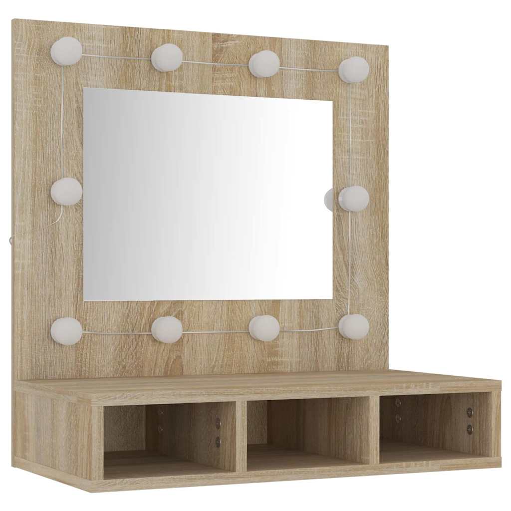 vidaXL Mirror Cabinet with LED Sonoma Oak 60x31.5x62 cm 4