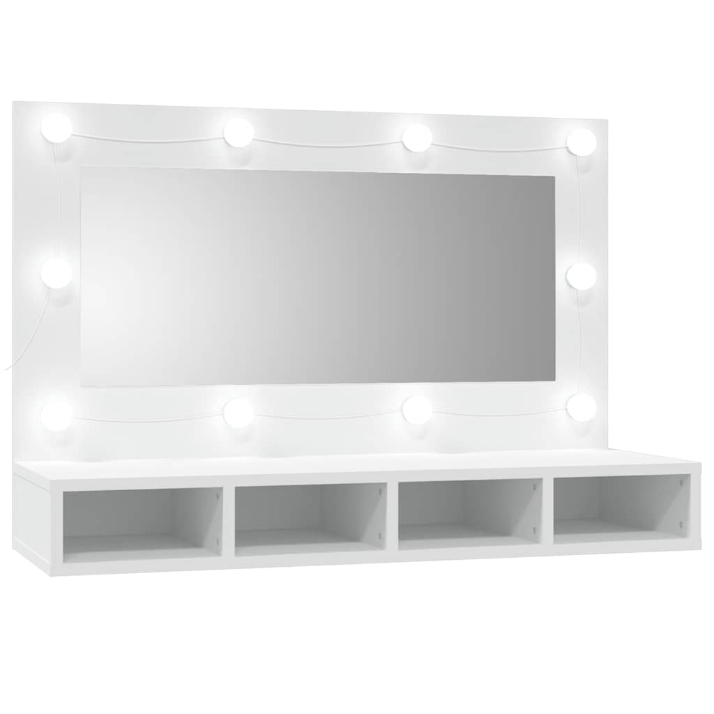 vidaXL Mirror Cabinet with LED White 90x31.5x62 cm 2