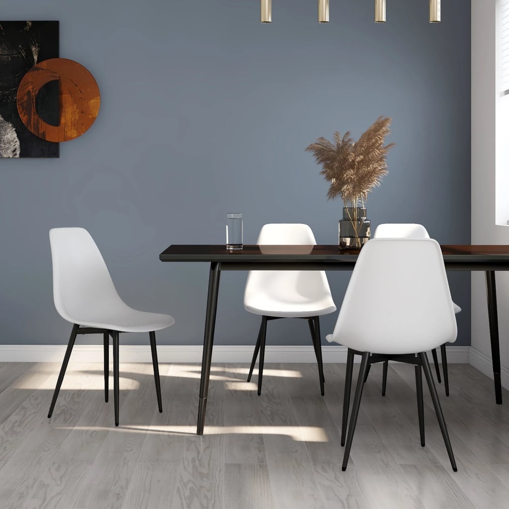 vidaXL Dining Chairs 4 pcs White PP 1