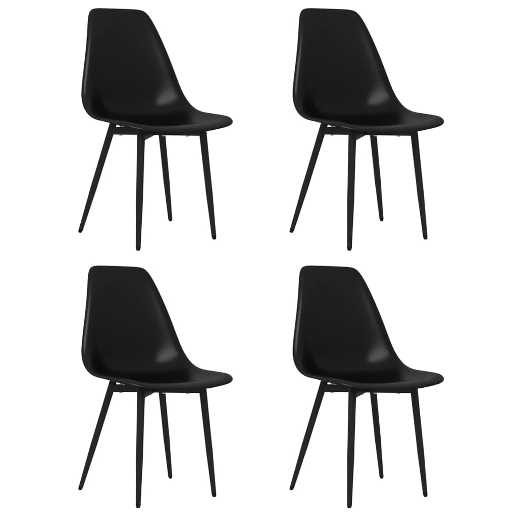 vidaXL Dining Chairs 4 pcs Black PP 2