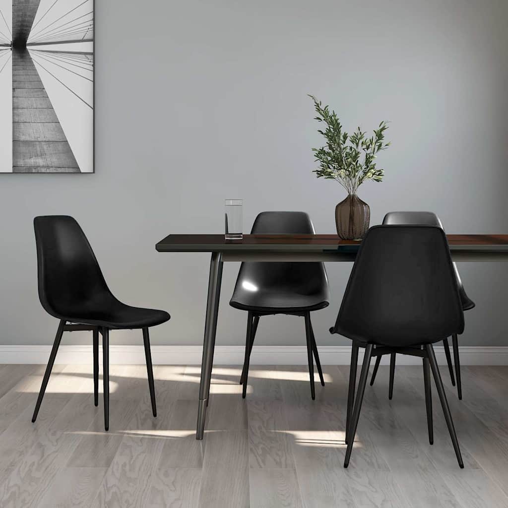vidaXL Dining Chairs 4 pcs Black PP 1