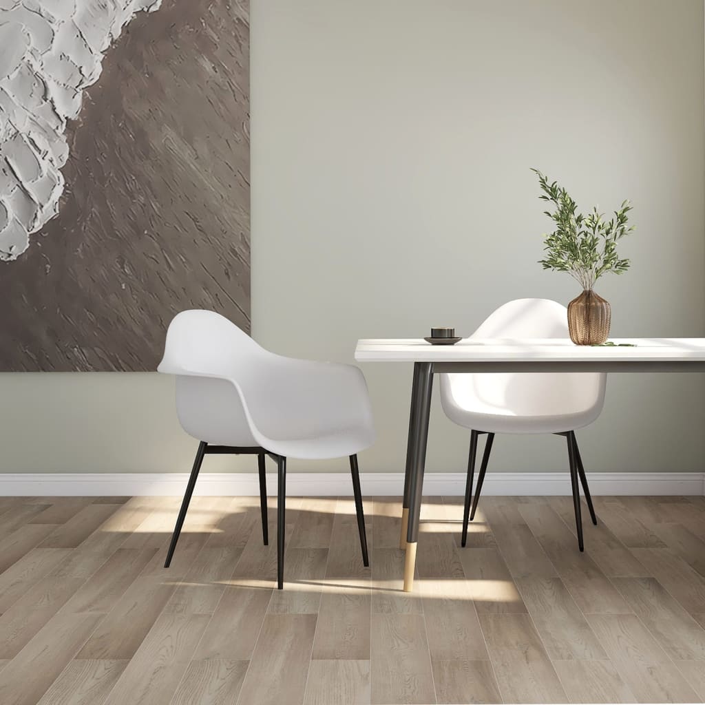vidaXL Dining Chairs 2 pcs White PP 1