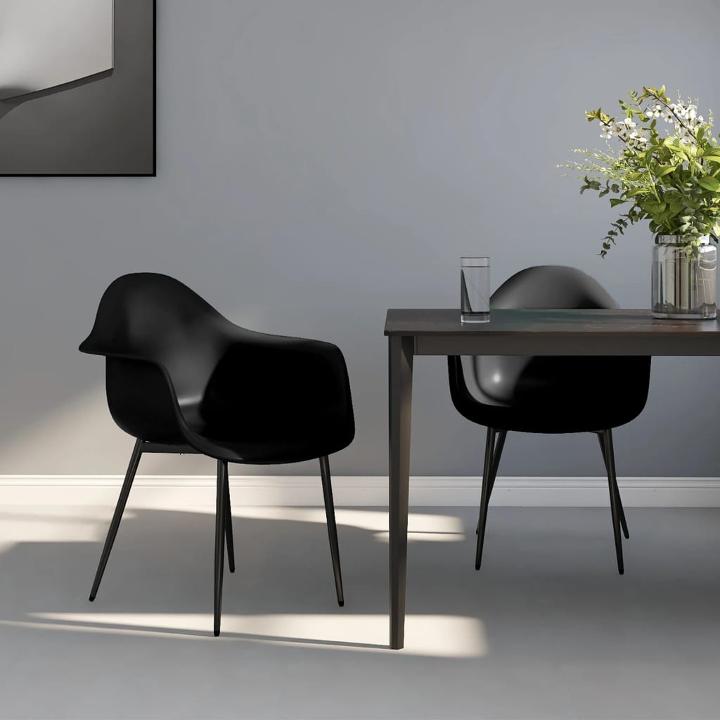 vidaXL Dining Chairs 2 pcs Black PP 1