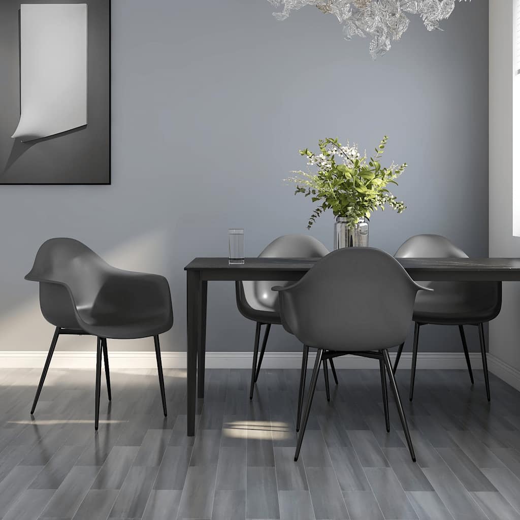 vidaXL Dining Chairs 4 pcs Grey PP 1