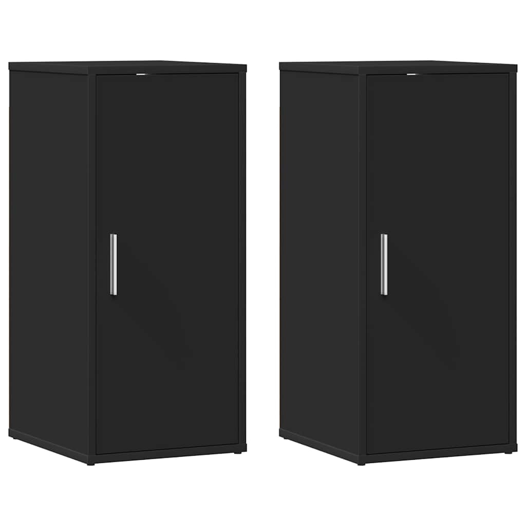 vidaXL Shoe Cabinets 2 pcs Black 32x35x70 cm Engineered Wood 2