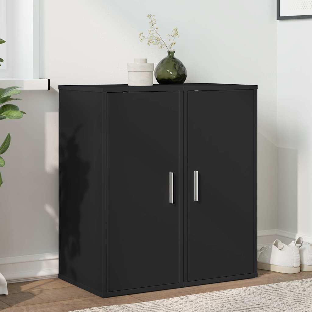vidaXL Shoe Cabinets 2 pcs Black 32x35x70 cm Engineered Wood 1