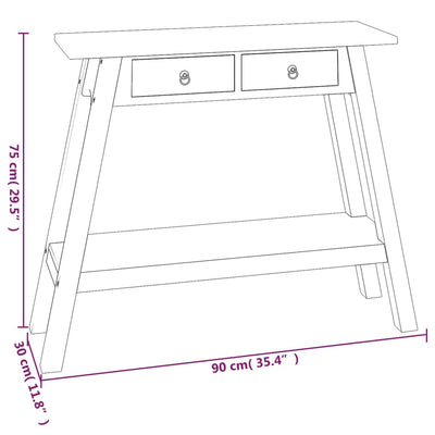 Console Table with Drawers 90x30x75 cm Solid Wood Mahogany