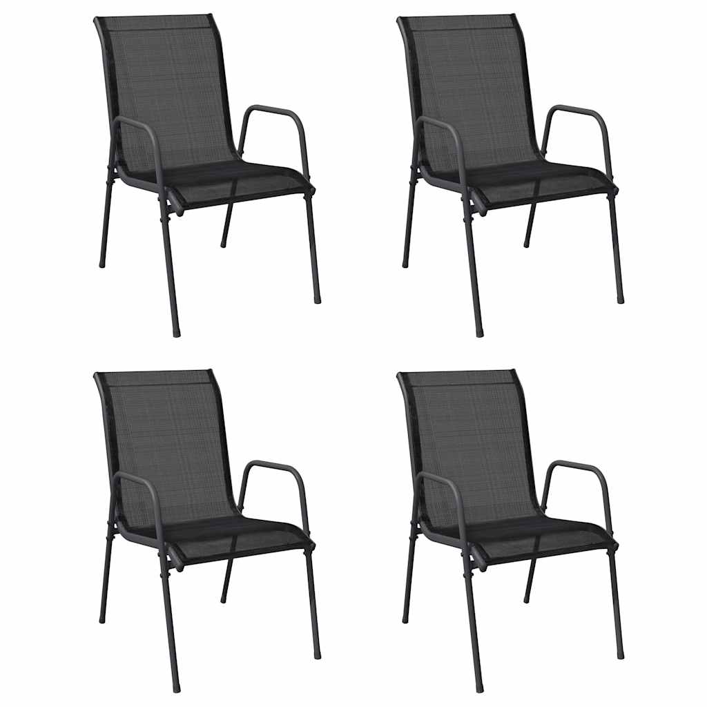 Garden Chairs Steel and Textilene Black 4