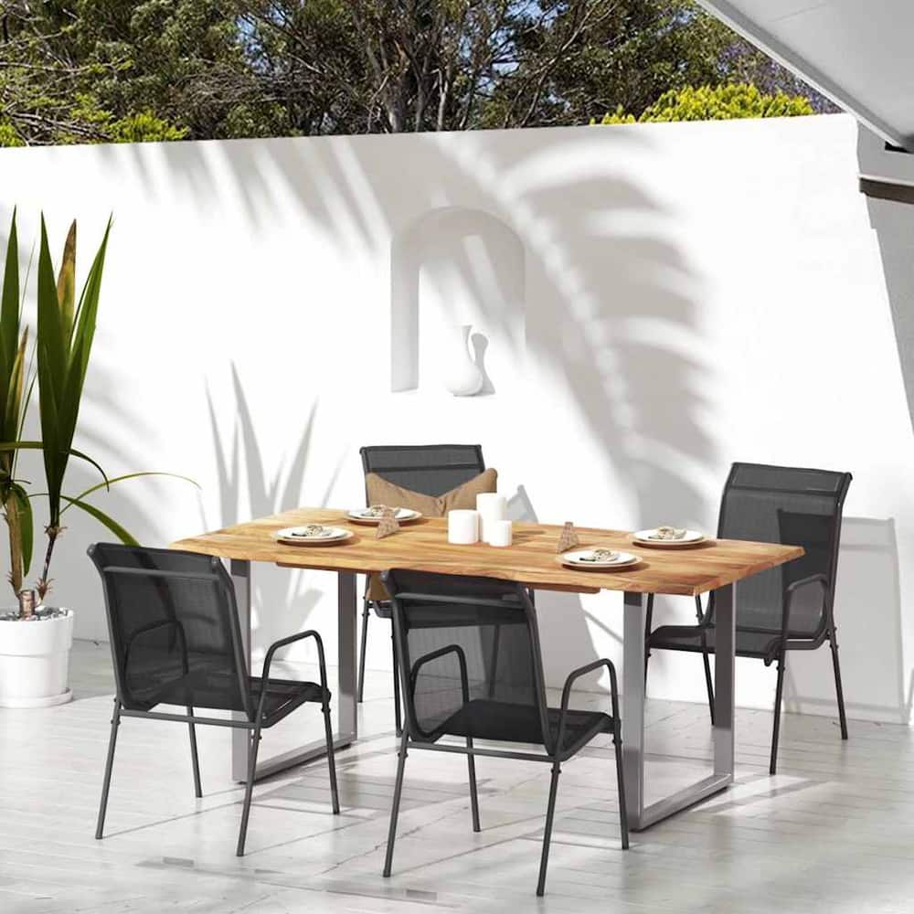 Garden Chairs Steel and Textilene Black 4