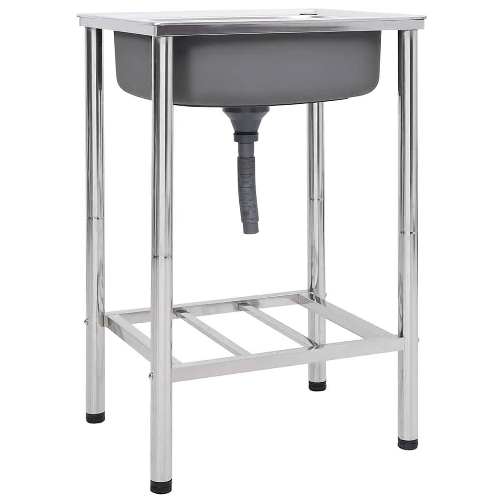 Camping Sink Single Basin with Tap Stainless Steel 55 cm 18 cm 45 cm