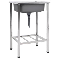 Camping Sink Single Basin with Tap Stainless Steel 55 cm 18 cm 45 cm